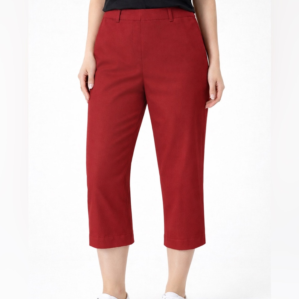 Larry Levine Sport Red Lined Casual Linen Blend Minimalist Womens Size 14 Capris